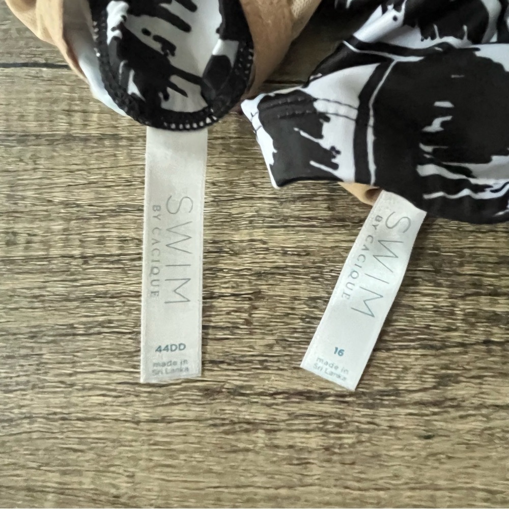 Lane BRYANT SWIM PALM LEAVES STRAPPY UNDERWIRE BIKINI TOP/BOTTOM SZ 44DD/16 - Picture 9 of 13